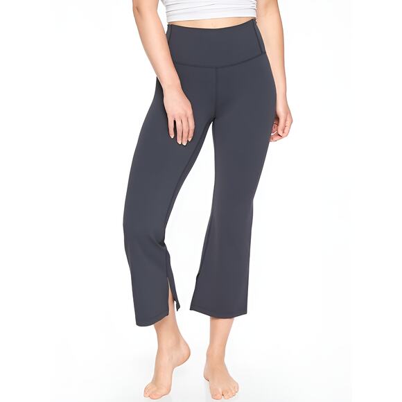 Athleta  Barre Kickflare In Powervita Slit Cropped Flared Yoga Pants Black XS - Picture 1 of 7